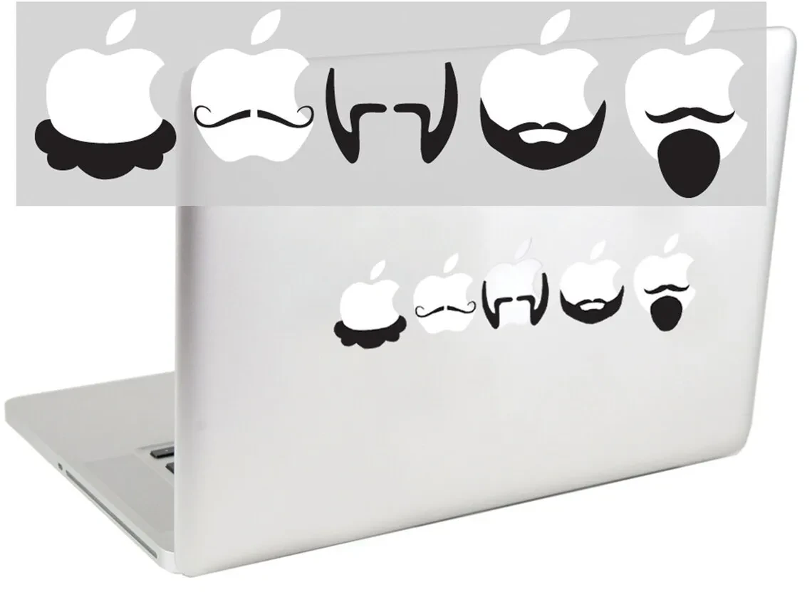 Beard sticker on a laptop