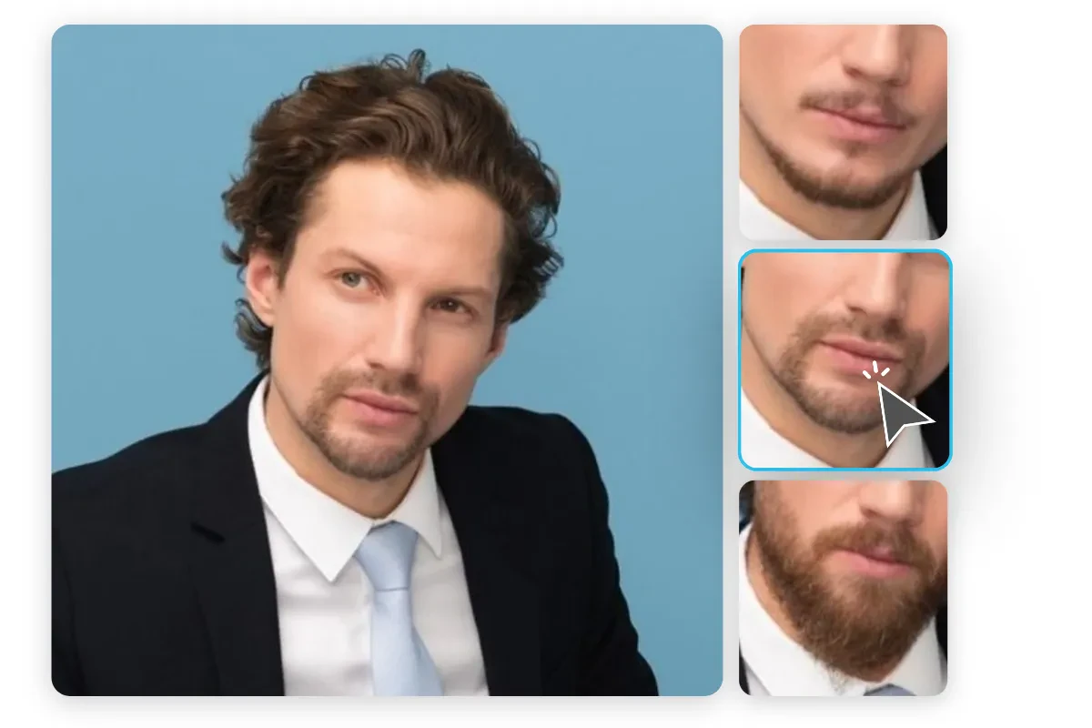 Man trying different beard styles virtually