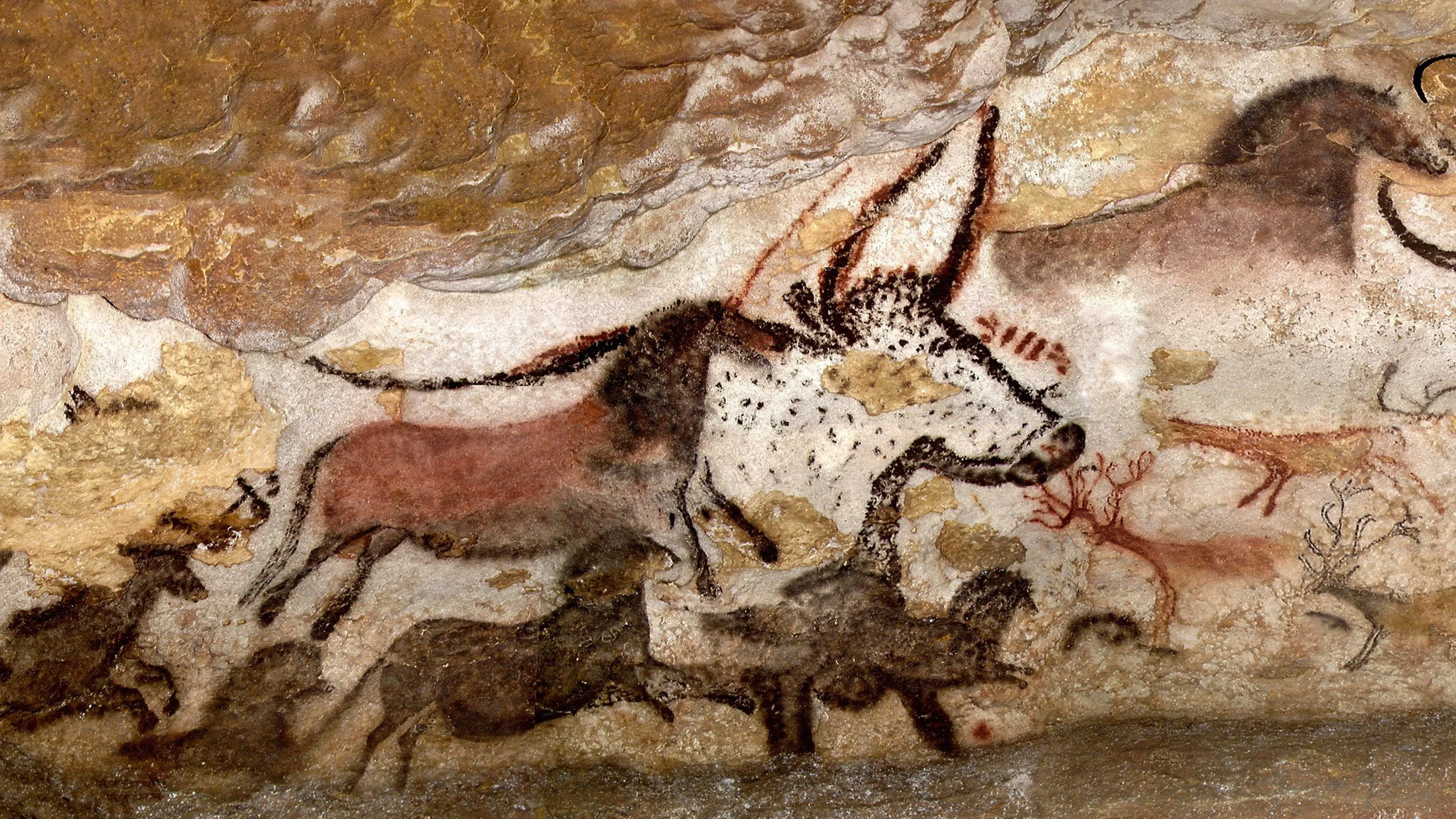 Cave painting of bearded man